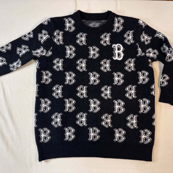 Boston Red Sox Allover Logo Knit Sweater – Black & White - Picture 2 of 3